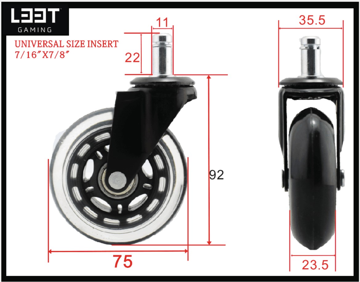 L33T Gaming Rubber Casters RGB