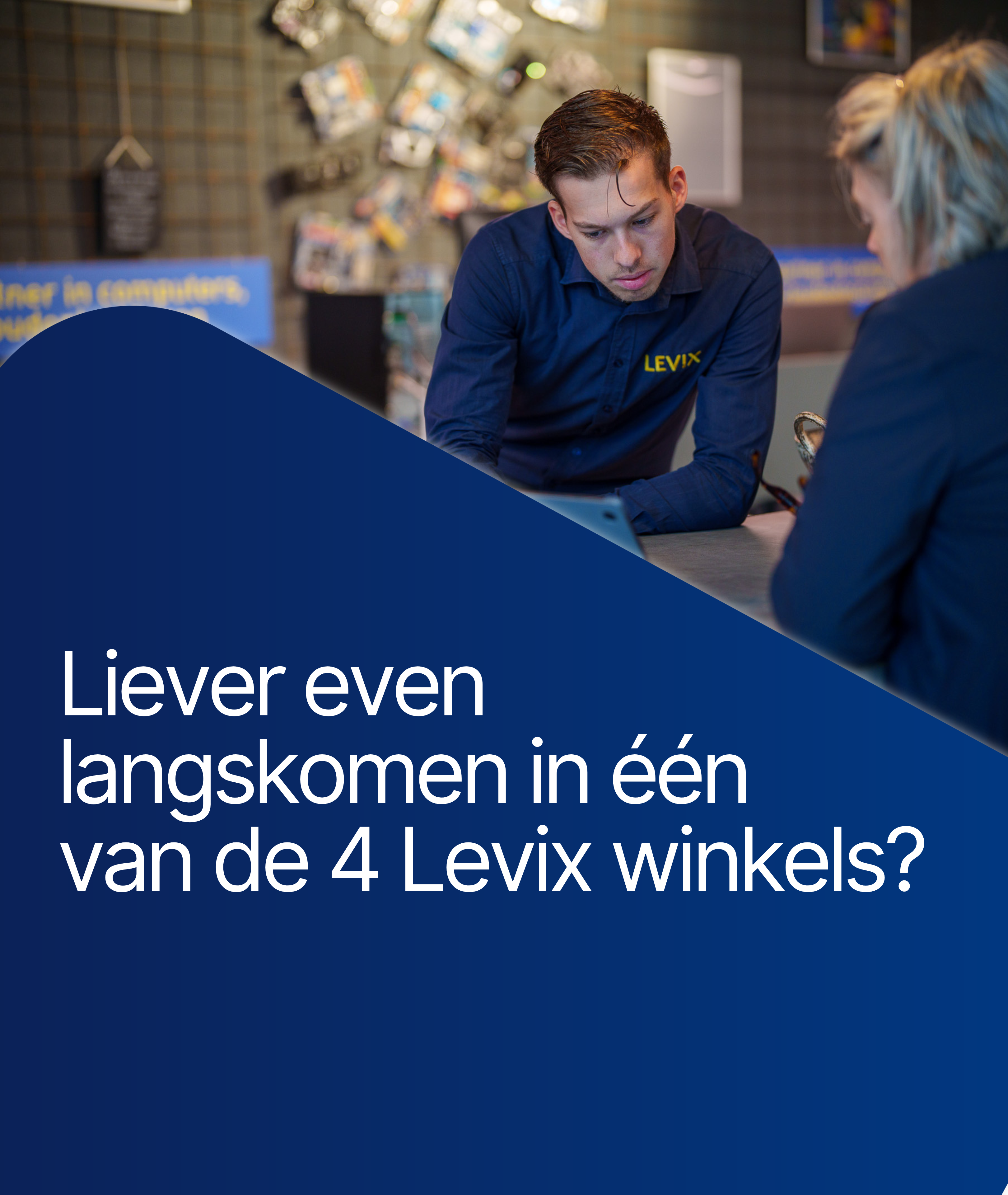 Banners diensten levix site mobiel - CTA langskomen winkels