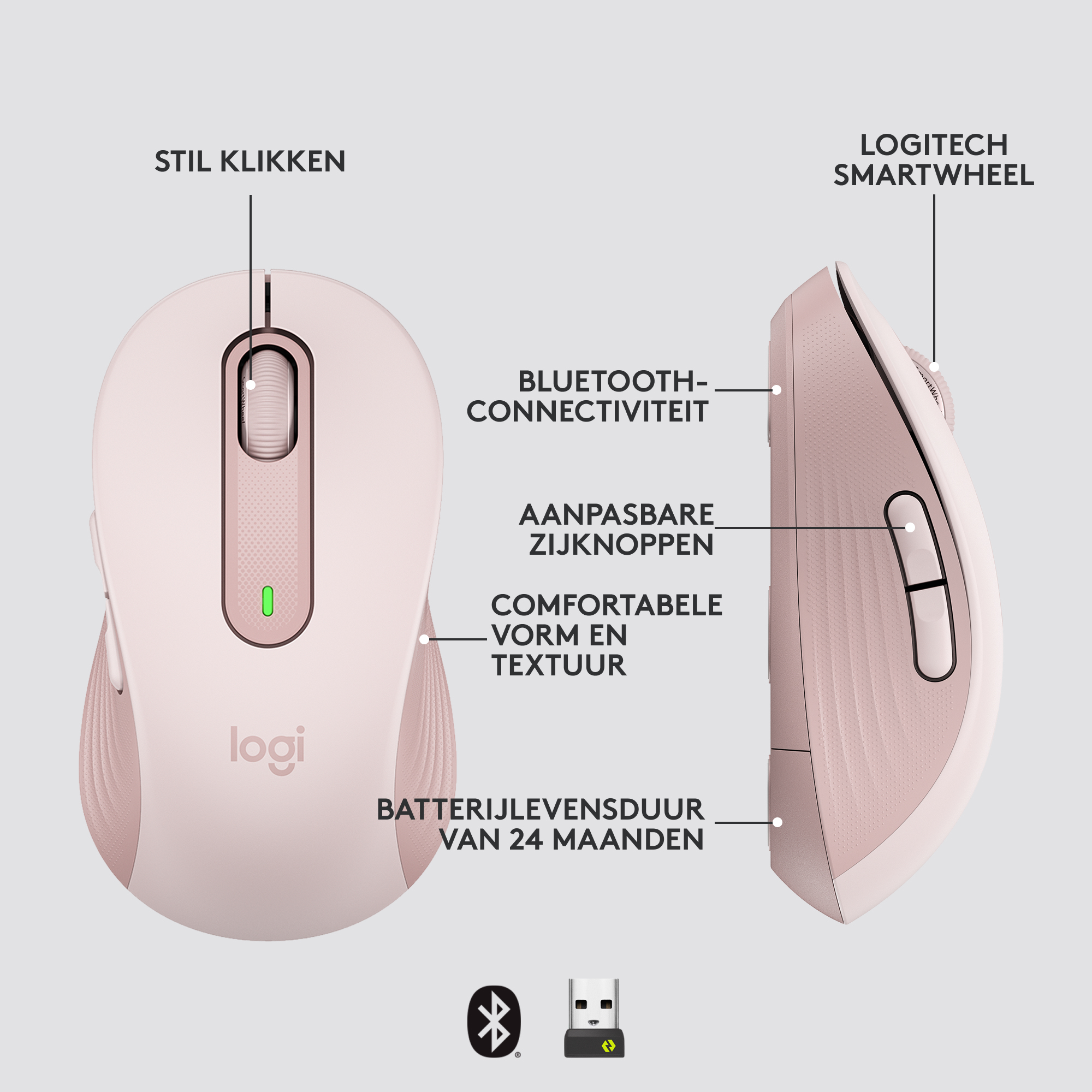 Logitech M650 Signature Roze